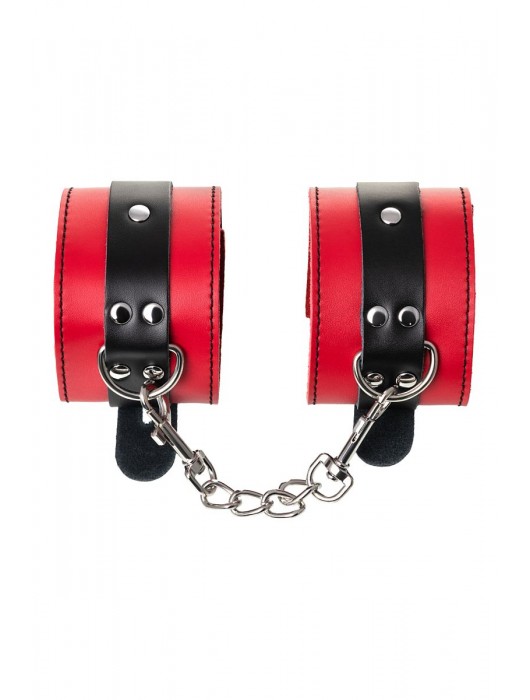Красно-черные оковы на ноги из кожи - ToyFa - купить с доставкой в Йошкар-Оле