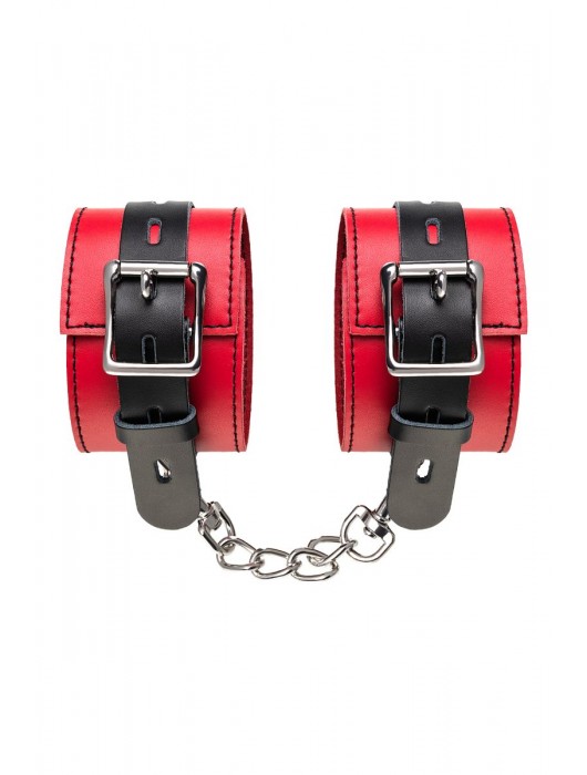 Красно-черные оковы на ноги из кожи - ToyFa - купить с доставкой в Йошкар-Оле