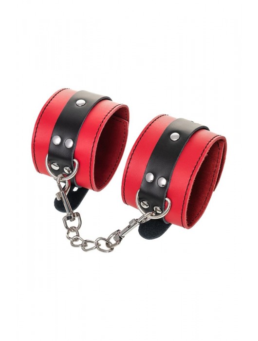 Красно-черные оковы на ноги из кожи - ToyFa - купить с доставкой в Йошкар-Оле