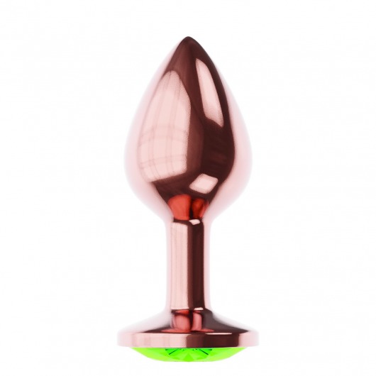 Пробка цвета розового золота с лаймовым кристаллом Diamond Emerald Shine S - 7,2 см. - Lola Games - купить с доставкой в Йошкар-Оле