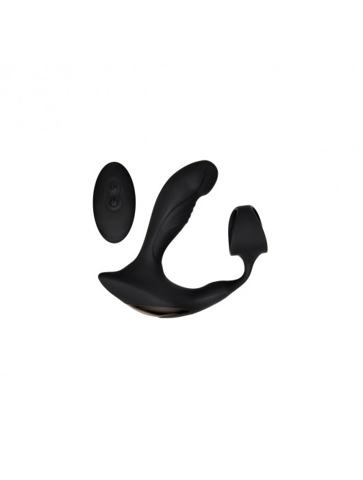 Черный вибромассажер простаты с эрекционным кольцом Strapped   Tapped - Zero Tolerance - в Йошкар-Оле купить с доставкой