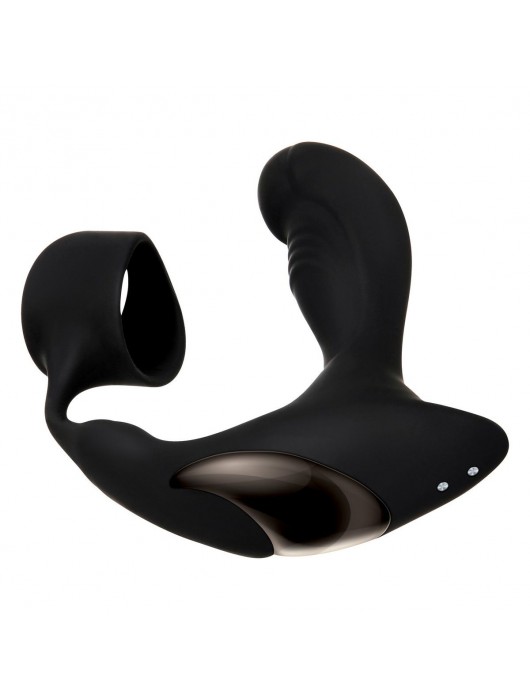 Черный вибромассажер простаты с эрекционным кольцом Strapped   Tapped - Zero Tolerance - в Йошкар-Оле купить с доставкой