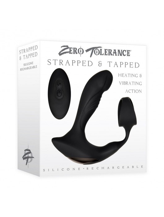 Черный вибромассажер простаты с эрекционным кольцом Strapped   Tapped - Zero Tolerance - в Йошкар-Оле купить с доставкой