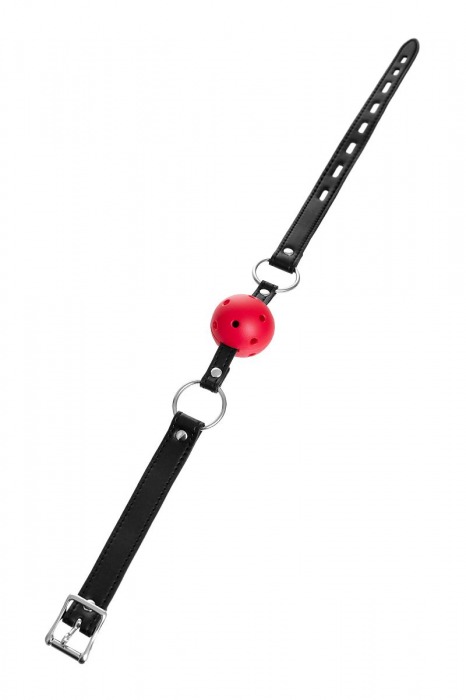 Красный кляп-шар на черных ремешках - ToyFa - купить с доставкой в Йошкар-Оле