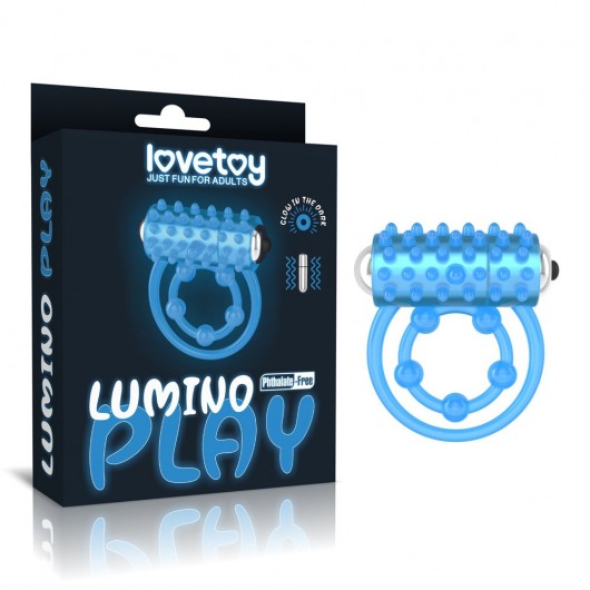 Голубое, светящееся в темноте виброкольцо Lumino Play Vibrating Penis Ring - Lovetoy - в Йошкар-Оле купить с доставкой