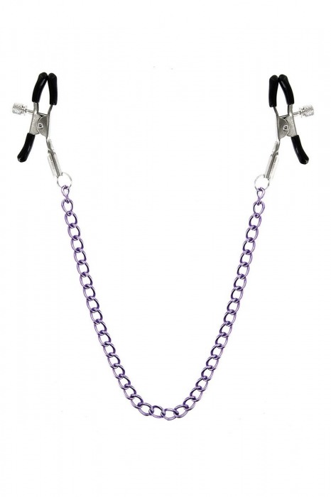 Зажимы для сосков с фиолетовой цепочкой Sweet Caress Nipple Chain - Sweet Caress - купить с доставкой в Йошкар-Оле