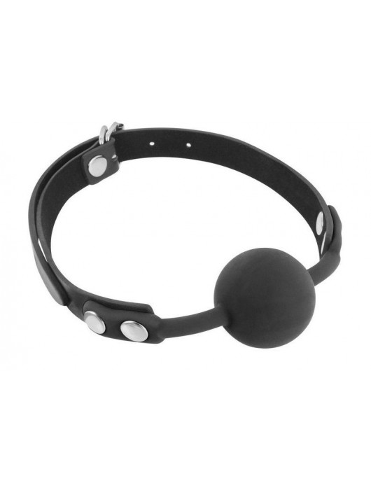 Черный силиконовый кляп-шарик на ремешках - Fetish Tentation - купить с доставкой в Йошкар-Оле