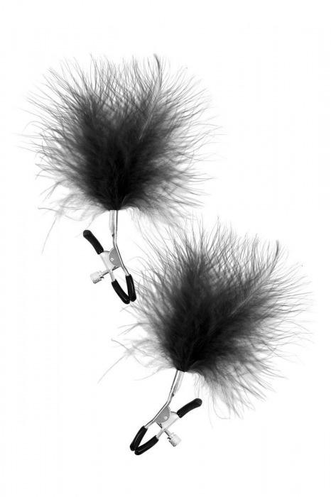 Зажимы на соски с черными пуховыми кисточками Sweet Caress Feather Nipple Clumps - Sweet Caress - купить с доставкой в Йошкар-Оле