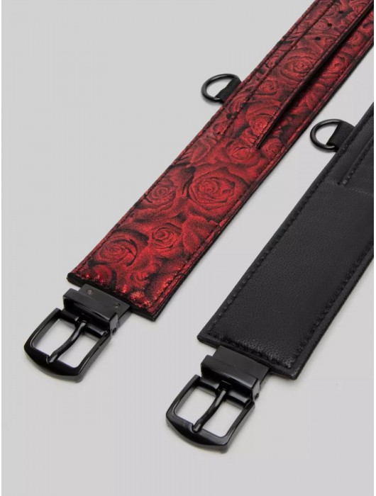 Красно-черные оковы Reversible Faux Leather Ankle Cuffs - Fifty Shades of Grey - купить с доставкой в Йошкар-Оле