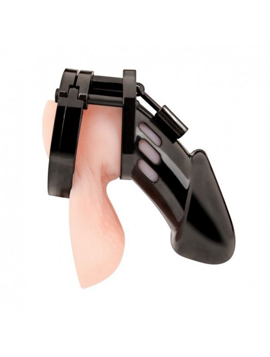 Черная акриловая клетка целомудрия для члена с замком - BlueLine - купить с доставкой в Йошкар-Оле