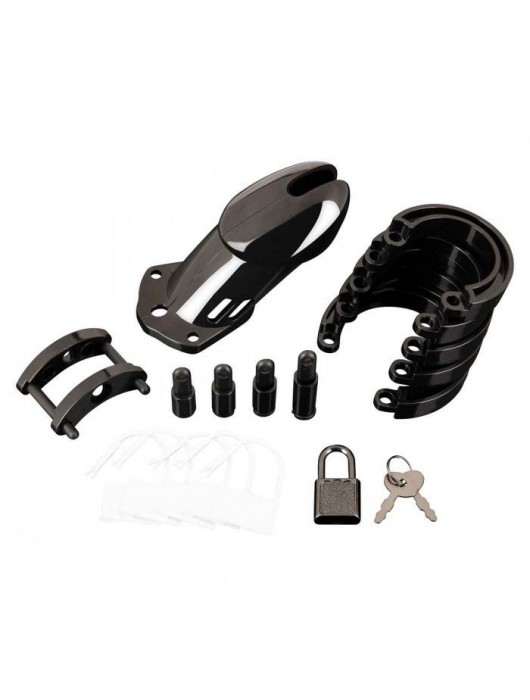 Черная акриловая клетка целомудрия для члена с замком - BlueLine - купить с доставкой в Йошкар-Оле