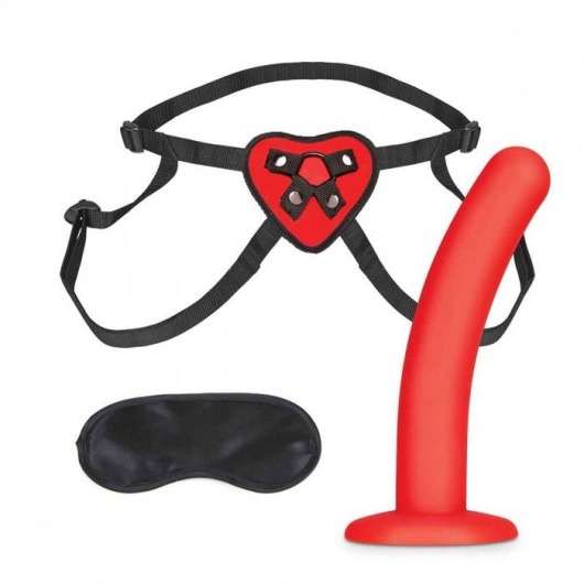 Красный поясной фаллоимитатор Red Heart Strap on Harness   5in Dildo Set - 12,25 см. - Lux Fetish - купить с доставкой в Йошкар-Оле