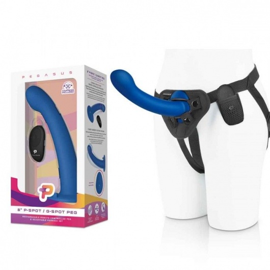 Синяя насадка Remote Control P-Spot G-Spot с черными трусиками - 20 см. - Pegasus - купить с доставкой в Йошкар-Оле