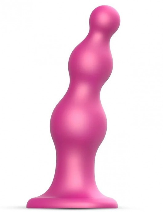 Розовая насадка Strap-On-Me Dildo Plug Beads size L - Strap-on-me - купить с доставкой в Йошкар-Оле