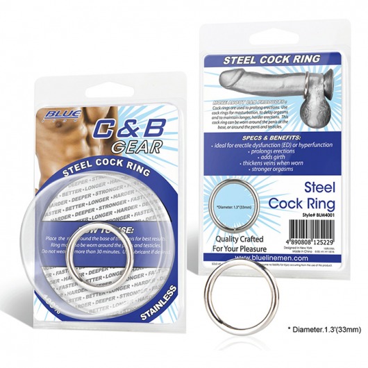 Стальное эрекционное кольцо STEEL COCK RING - 3.5 см. - BlueLine - в Йошкар-Оле купить с доставкой