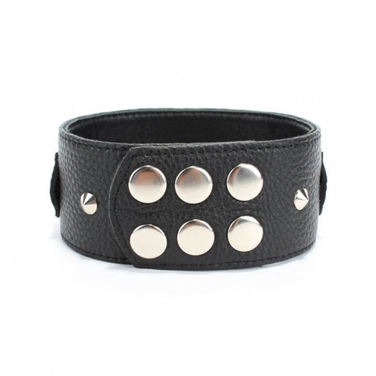 Черный кожаный ошейник с короткими шипами - БДСМ Арсенал - купить с доставкой в Йошкар-Оле