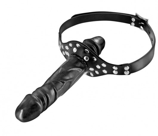Черный кляп-фаллоимитатор Double Penis Gag - Fetish Tentation - купить с доставкой в Йошкар-Оле