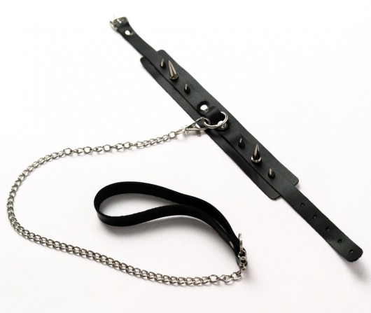 Черный ошейник с шипами и поводком - Crazy Handmade - купить с доставкой в Йошкар-Оле