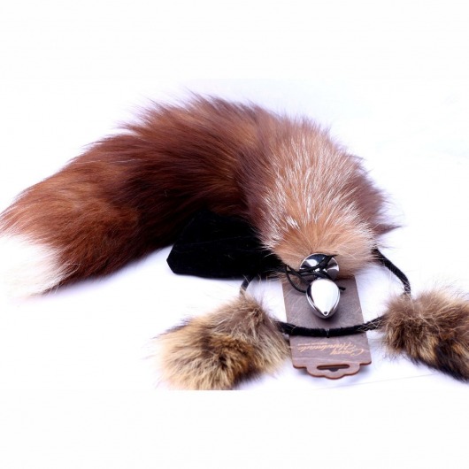 Игровой комплект: серебристая анальная пробка с пушистым хвостом и ободок-ушки - Crazy Handmade - купить с доставкой в Йошкар-Оле
