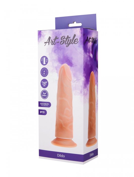 Рельефный фаллоимитатор на присоске ART-Style №19 - 18 см. - Art-Style