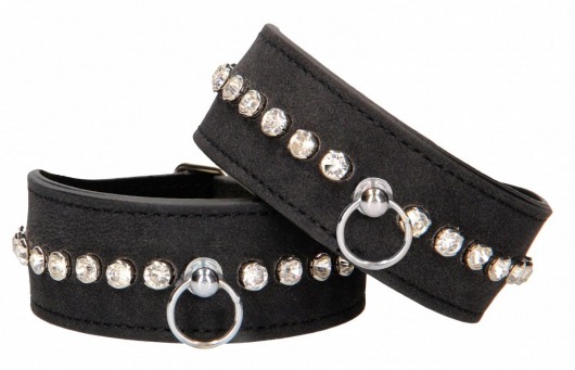 Черные поножи Diamond Studded Ankle Cuffs - Shots Media BV - купить с доставкой в Йошкар-Оле