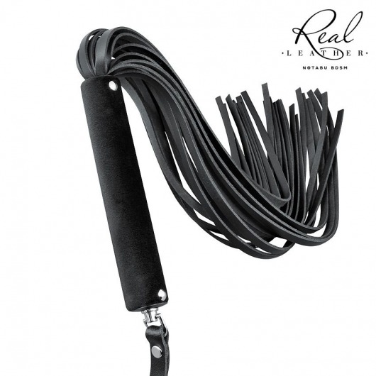 Черная кожаная плеть-флоггер - 84 см. - Notabu - купить с доставкой в Йошкар-Оле