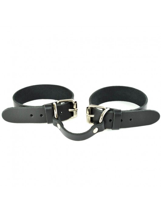 Черные кожаные наручники со съемной красной опушкой - Sitabella - купить с доставкой в Йошкар-Оле