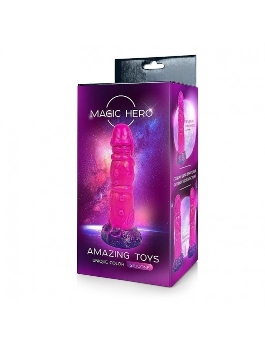 Розовый рельефный фантазийный фаллоимитатор - 20 см. - Bior toys - купить с доставкой в Йошкар-Оле