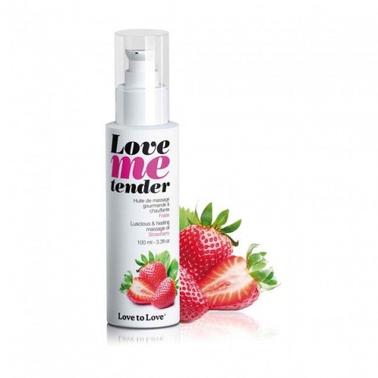 Съедобное согревающее массажное масло Love Me Tender Strawberry с ароматом клубники - 100 мл. - Love to Love - купить с доставкой в Йошкар-Оле