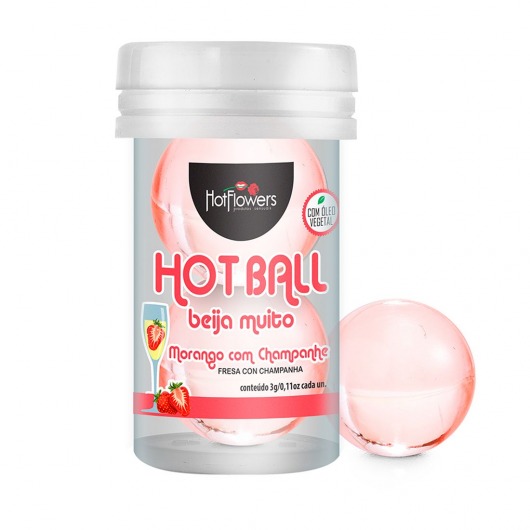 Лубрикант на масляной основе Hot Ball Beija Muito с ароматом клубники и шампанского (2 шарика по 3 гр.) - HotFlowers - купить с доставкой в Йошкар-Оле