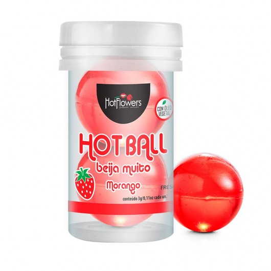 Лубрикант на масляной основе Hot Ball Beija Muito с ароматом клубники (2 шарика по 3 гр.) - HotFlowers - купить с доставкой в Йошкар-Оле