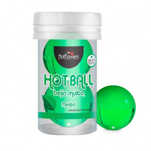 Лубрикант на масляной основе Hot Ball Beija Muito с ароматом мяты (2 шарика по 3 гр.) - HotFlowers - купить с доставкой в Йошкар-Оле