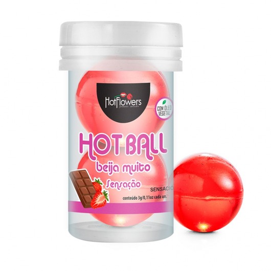 Лубрикант на масляной основе Hot Ball Beija Muito с ароматом шоколада и клубники (2 шарика по 3 гр.) - HotFlowers - купить с доставкой в Йошкар-Оле