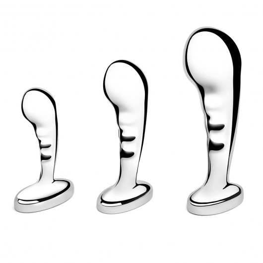 Набор из 3 стальных стимуляторов простаты Stainless Steel P-spot Training Set - b-Vibe - в Йошкар-Оле купить с доставкой