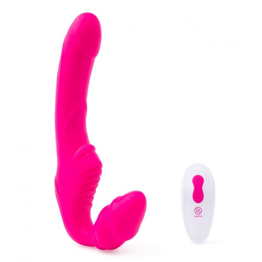 Розовый безремневой страпон на радиоуправлении Strapless Together - 22 см. - Together Toy - купить с доставкой в Йошкар-Оле