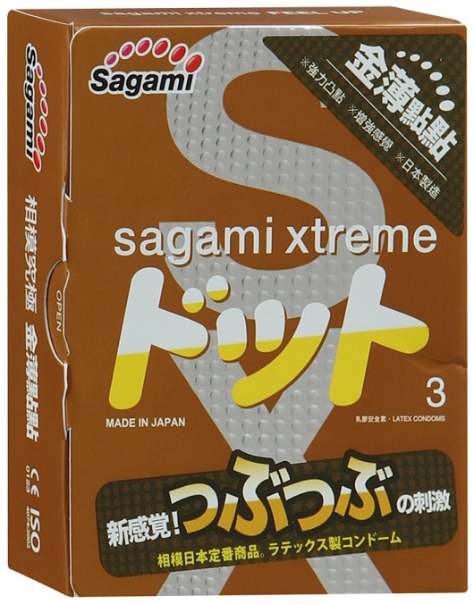 Презервативы Sagami Xtreme FEEL UP с точечной текстурой и линиями прилегания - 3 шт. - Sagami - купить с доставкой в Йошкар-Оле