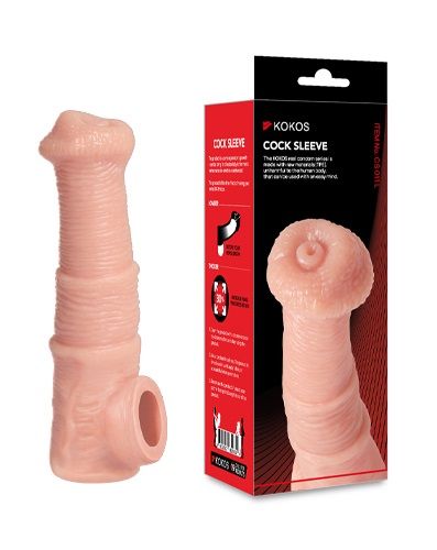 Телесная фантазийная насадка на член Cock Sleeve Size M - KOKOS - в Йошкар-Оле купить с доставкой