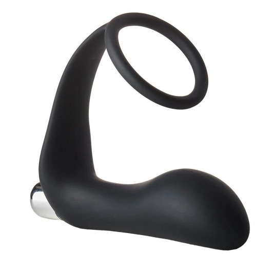 Черное эрекционное кольцо с вибропробкой Vibrating Anal Plug With Cockring - Dream Toys - в Йошкар-Оле купить с доставкой