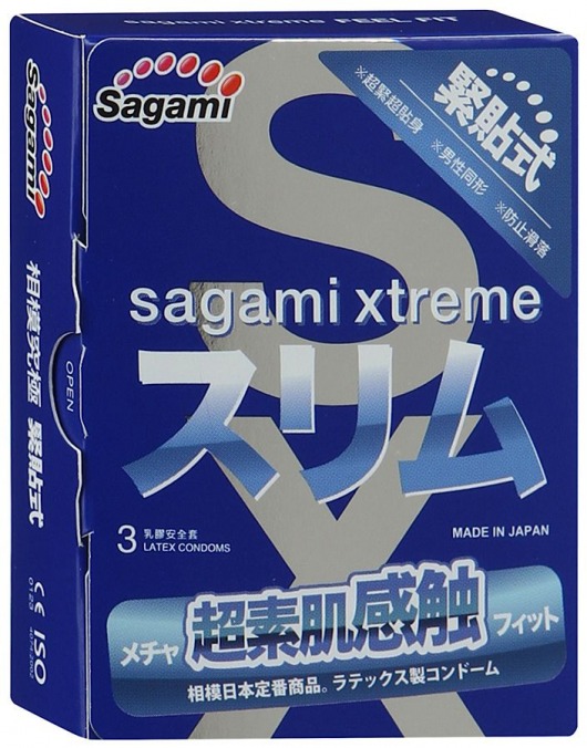 Розовые презервативы Sagami Xtreme FEEL FIT 3D - 3 шт. - Sagami - купить с доставкой в Йошкар-Оле