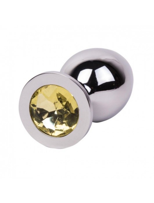 Большой стальной плаг с желтым кристаллом Sweet Lemon - 9,5 см. - Erotic Fantasy - купить с доставкой в Йошкар-Оле