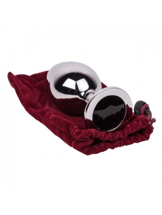 Большой стальной плаг с черным кристаллом Black Rave - 9,5 см. - Erotic Fantasy - купить с доставкой в Йошкар-Оле