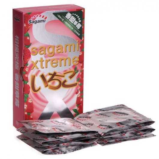 Презервативы Sagami Xtreme Strawberry c ароматом клубники - 10 шт. - Sagami - купить с доставкой в Йошкар-Оле