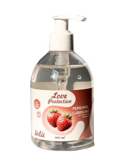 Лубрикант на водной снове Love Protection Strawberry с ароматом клубники - 300 мл. - Lola Games - купить с доставкой в Йошкар-Оле