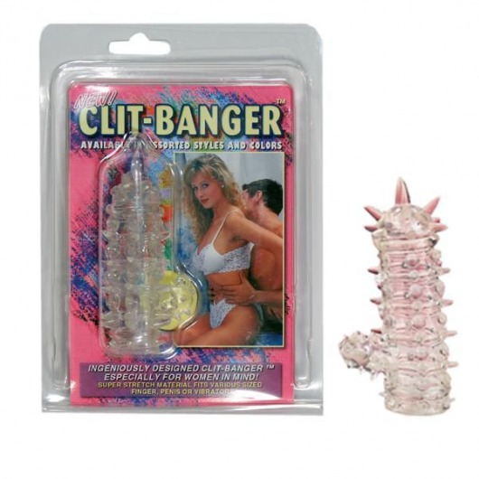 Прозрачная насадка с шипами и клиторальной шишечкой CLIT-BANGER SLEEVE IN CLEAR - Tonga - в Йошкар-Оле купить с доставкой