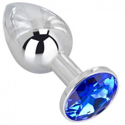 Анальное украшение BUTT PLUG  Small с синим кристаллом - 7 см. - Anal Jewelry Plug - купить с доставкой в Йошкар-Оле