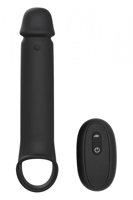 Черная насадка-удлинитель с вибрацией Vibrating Extender With Remote - Dream Toys - в Йошкар-Оле купить с доставкой