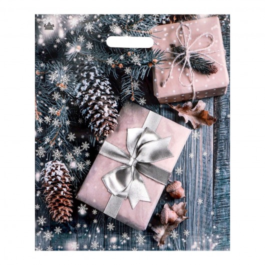 Новогодний пакет с принтом в виде подарков и вырубной ручкой (45х38 см) - Сима-Ленд - купить с доставкой в Йошкар-Оле
