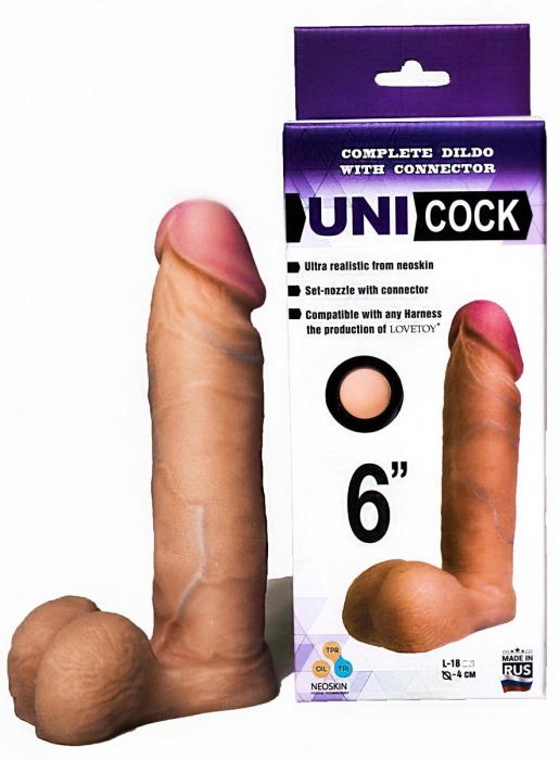 Насадка для страпона фаллической формы UNICOCK 6  - 18 см. - LOVETOY (А-Полимер) - купить с доставкой в Йошкар-Оле