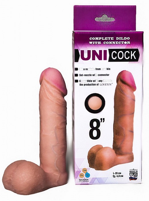 Фаллическая насадка для страпона UNICOCK 8  - 20 см. - LOVETOY (А-Полимер) - купить с доставкой в Йошкар-Оле