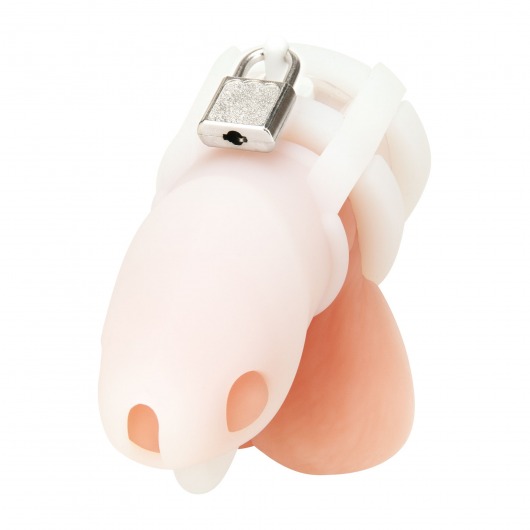 Белая клетка для пениса Silicone Small 2 in Cock Cage With Ball Divider - BlueLine - купить с доставкой в Йошкар-Оле